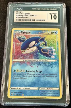 Kyogre 021/072 - Amazing Rare - Pokemon Shining Fates - CGC 10 Gem mint - Image 1