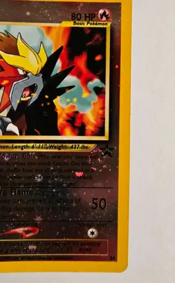Entei 34 WoTC Black Star Promo Reverse Holo Pokemon Card ( SWIRL) Played - Image 3