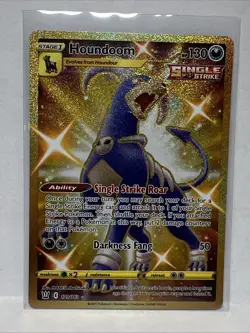 Pokemon 2021 Battle Styles Houndoom Secret Rare Card 179/163 Gold Shimmer - Image 1