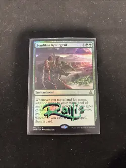 Zendikar Resurgent Foil Shadow Signed By Artist Chris Rallis In Green And Black - Image 1