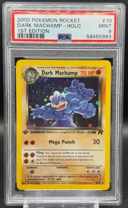 Dark Machamp Holo Rare 10/82 1st Edition 2000 Team Rocket Pokemon English PSA 9 - Image 1