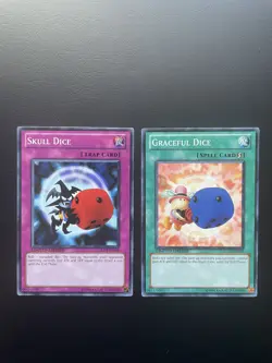 Yugioh Graceful Dice GLD4-EN037 + Skull Dice GLD4-EN046 Common Limited Ed LP - Image 1
