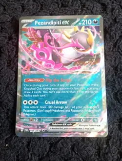 Pokemon TCG Fezandipiti EX 038/064 Double Rare Card Shrouded Fable Half Art Card - Image 1