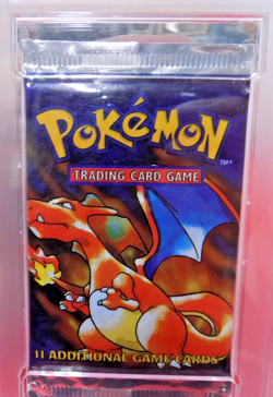 1999 POKEMON BASE SET UNLIMITED UNOPENED FOIL PACK THIN FONT CHARIZARD PSA 9 - Image 5