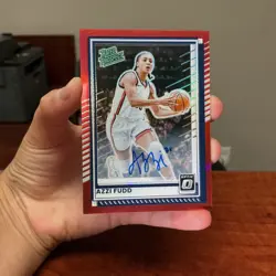 2025-26 Donruss #87 Azzi Fudd Auto Red Holo Optic Rated Prospect /75 - Image 1