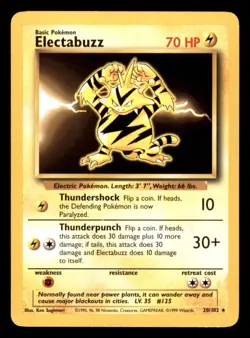 Electabuzz BS Base Set 020/102 Pokemon Card LP - Image 1