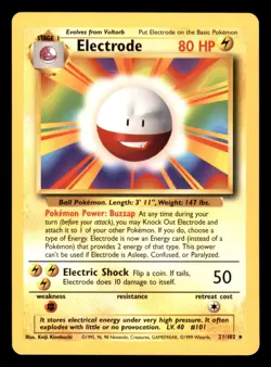 Electrode BS Base Set 021/102 Pokemon Card LP - Image 1