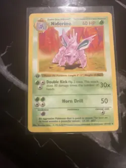 Pokemon Card - Nidorino Base Set (Shadowless) 37/102 Uncommon 1st Edition - Image 1
