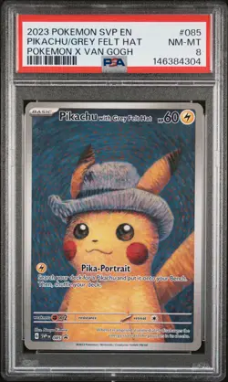 2023 POKEMON SVP EN-SV BLACK STAR PROMO #085 PIKACHU WITH GREY FELT HAT PSA 8 - Image 1