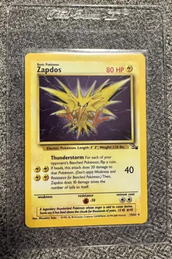 ⚡ Pokemon TCG Fossil - Zapdos Holo Foil - 15/62 - Image 1