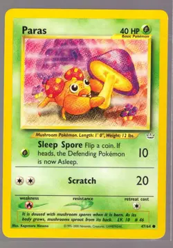 Pokemon Paras 47/64 Neo Revelation 2001 WOTC - Image 1