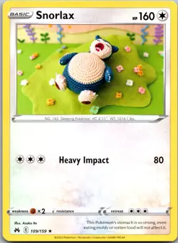 Snorlax 109/159 Rare Crown Zenith Pokemon Near Mint Asako Ito - Image 1