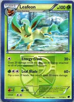 2013 Plasma Freeze Leafeon (Team Plasma) Rare #11/116 - Image 1