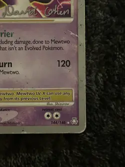 Pokemon Mewtwo LV.X #144 David Cohen Signature,2009 World Championships/ DAMAGED - Image 5