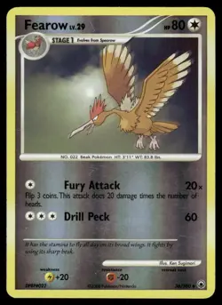 2008 Pokemon Fearow Uncommon Majestic Dawn 36/100 Reverse Holo DMG - Image 1