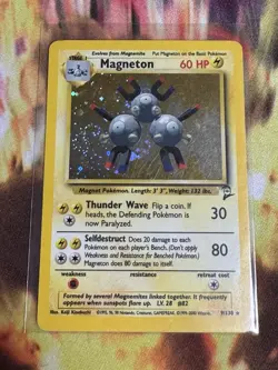 2000 Pokemon Base Set 2 Magneton 9/130 Holo Rare English Played. Swirl! - Image 1