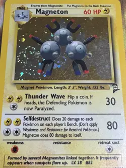 2000 Pokemon Base Set 2 Magneton 9/130 Holo Rare English Played. Swirl! - Image 2