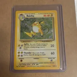 WoTC Pokemon TCG Base Set Raichu 14/102 Holo Rare 80HP English 1999-2000 - Image 1