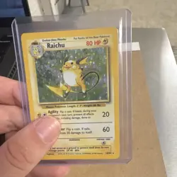 WoTC Pokemon TCG Base Set Raichu 14/102 Holo Rare 80HP English 1999-2000 - Image 5