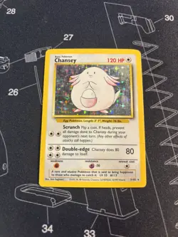 HP Chansey Base Set Holo Rare Unlimited Pokemon TCG Card 003/102 - Image 1
