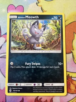 Alolan Meowth 78/149 Common Sun & Moon Pokemon Card 2017 VLP - Image 1