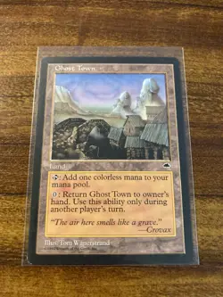 MTG✨GHOST TOWN✨Tempest NM UNCOMMON Bounce Land 1997 Wanerstrand Art - Image 5