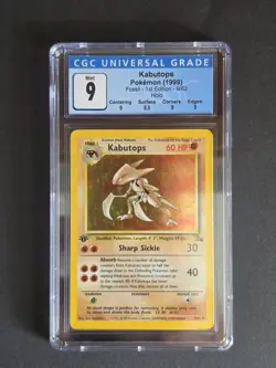 1999 Pokemon Fossil Kabutops Holo 1st Edition CGC 9 Mint - Image 1