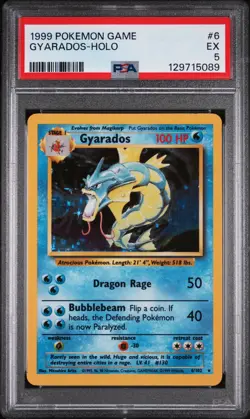 1999 POKEMON BASE SET UNLIMITED #6 GYARADOS-HOLO PSA 5 - Image 1