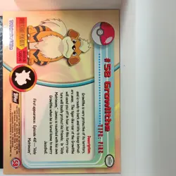Topps Pokemon Topps Series 1 Growlithe 58 Holo Foil Rare Holo Pokemon TCG Eng - Image 2