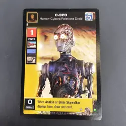C-3PO HUMAN-CYBORG RELATIONS DROID STAR WARS YOUNG JEDI CCG RARE Card 3 SWCCG - Image 2