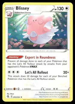 Pokemon Blissey Fusion Strike 203/264 R NM/M - Image 1
