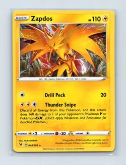 Zapdos 048/185 Holo Rare Vivid Voltage Pokemon Holo Lightly Played - Image 1