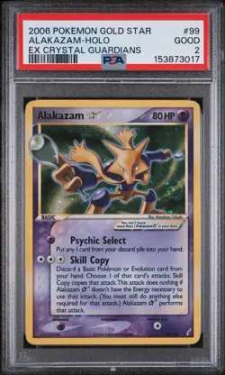 Pokemon TCG Alakazam Gold Star 99/100 Crystal Guardians 2006 Holo PSA 2 SWIRL🌀 - Image 1