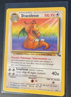 Pokemon fossil red logo 3rd print 99 - 2000 Dragonite (Dracolosse) 19/62 French - Image 1