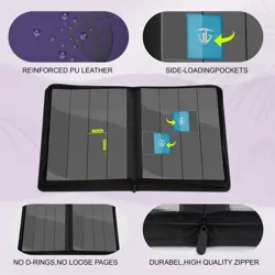 16 Pockets Trading Card Zipper Binder for 1000+ Cards| Secure Side Loading Po... - Image 2