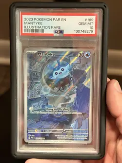 Pokemon TCG Mantyke 189/182 SV04 Paradox Rift Illustration Rare Holo ENG PSA 10 - Image 1