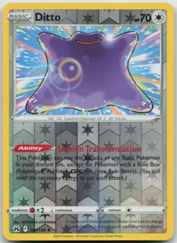 Ditto 107/159 Holo Rare Crown Zenith Pokemon Reverse Holo NM/M - Image 1