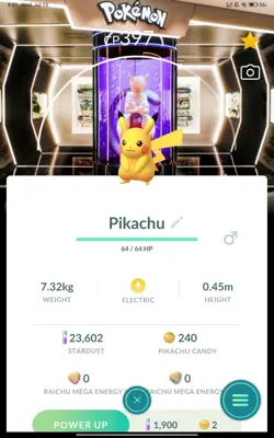 PokeMon GO (NOT SHINY) Pikachu with Special Background - MEWTWO BG - Image 1