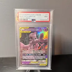 The Pokemon Company Mewtwo & Mew GX 71/236 Unified Minds TAG TEAM Holo PSA 9 - Image 1