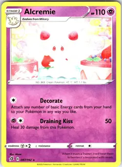 Alcremie 087/192 Rare Rebel Clash Pokemon Near Mint - Image 1