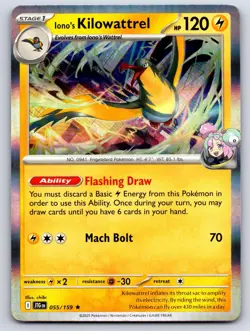 Iono's Kilowattrel 055/159 Rare Journey Together Pokemon Holo Near Mint - Image 1