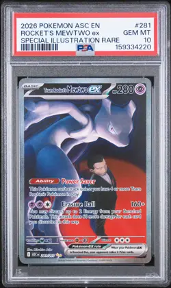 2026 POKEMON ASC EN-ASCENDED HEROES #281 TEAM ROCKET'S MEWTWO EX PSA 10 - Image 1