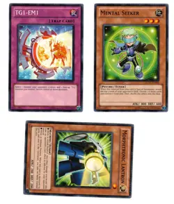 YU-GI-OH ASSORTED PACK CRIMPED ERROR LOT OF 3 LP/NM TG1-EM1 MENTAL SEEKER +1 - Image 1