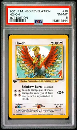 Ho-oh 2001 Pokemon Neo Revelation 1ST ED #18 PSA 8 - Image 1