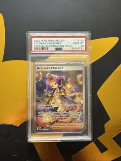 Pokemon TCG Mega Evolution Acerola's Mischief Full Art Card 183/132 PSA 10 Gem - Image 1