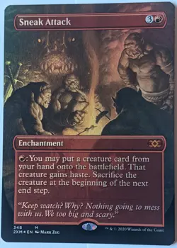 MTG English Magic Card FOIL BORDERLESS N/M SNEAK ATTACK from Double Masters! - Image 1