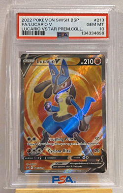 Pokemon Lucario V SWSH213 SWSH Sword & Shield Promo Holo English PSA 10 - Image 1