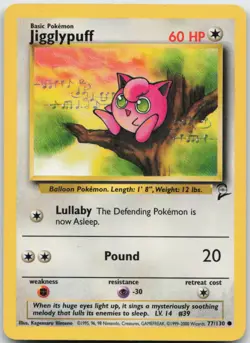 Jigglypuff 77/130 Common Base Set 2 Pokemon TCG LP - Image 1