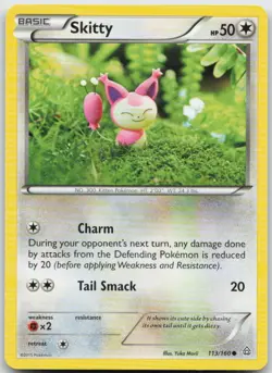 Skitty 113/160 Yuka Morii Art Common Primal Clash Pokemon TCG LP - Image 1