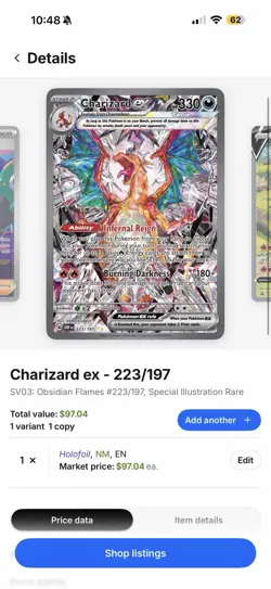 Charizard ex 223/197 SV03 Obsidian Flames Special Illustration Rare Holo - Image 3